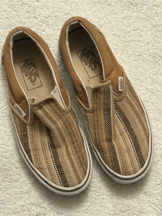 Vans Other - Vans Men’s Slip-On Loafers in Tan and Brown Stripes  Men’s Size 5  Womans 6.5